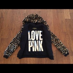 Victoria’s Secret PINK Faux Fur leopard hoodie
